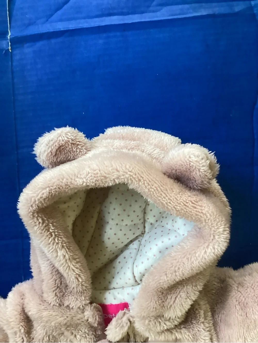 Wippette Plush Bear Hooded Footie in Light pink, size 0/3 months